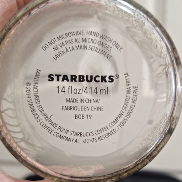Starbucks 2019 Clear Glass Mug - Gold Floral Butterfly Design - Set Of 4 - Picture 3 of 13